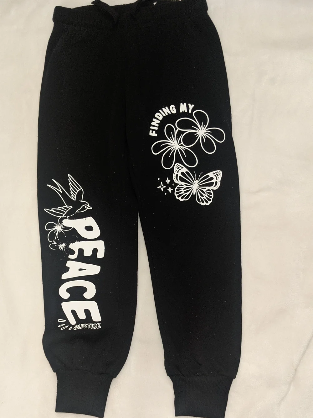 Girls Black & White Striped Heart Tee & Sweat Pants